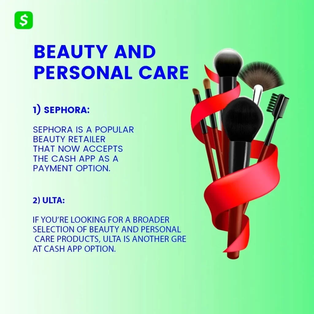 beauty and personal care that accept cash app