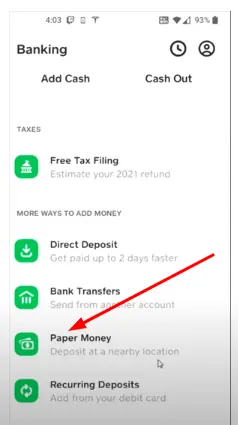 how to get paper money option on cash app
