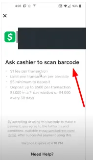scan barcode on cash app
