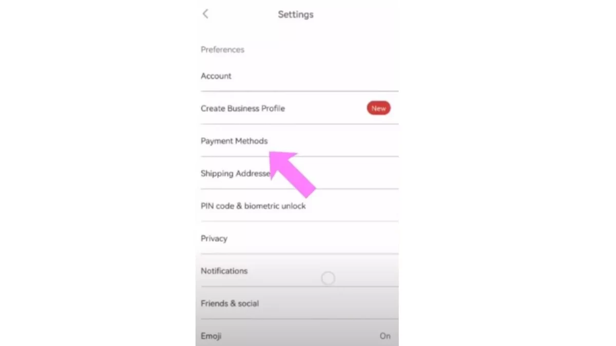 venmo setting and payment method