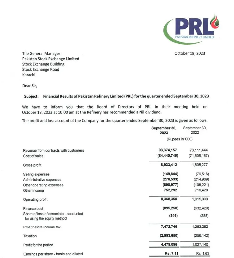 PRL profit