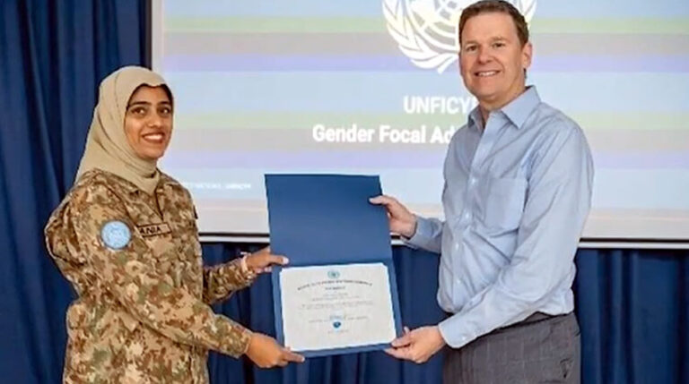 Major Sania Safdar receives UN Gender Award in Cyprus