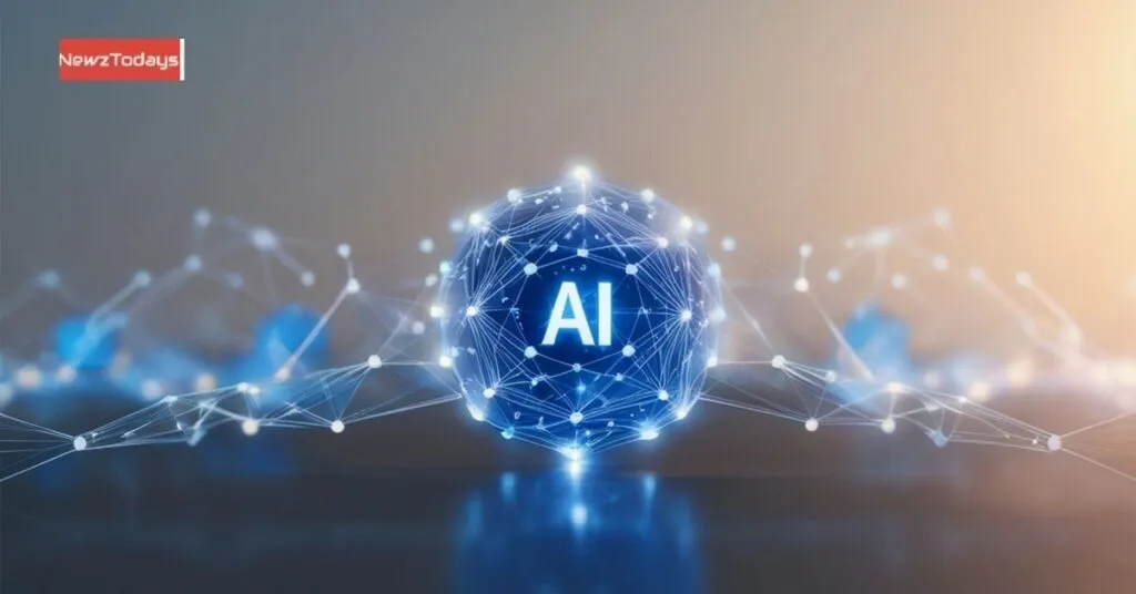 Blue sphere with AI network connections